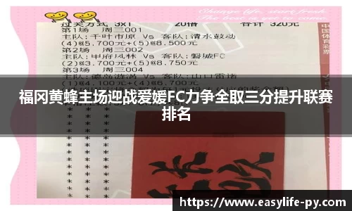 福冈黄蜂主场迎战爱媛FC力争全取三分提升联赛排名